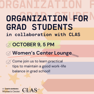 organization workshop for grad students flier