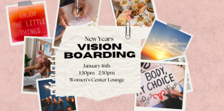 Join us to create your 2025 vision board and participate in a journaling session to set your new year intentions at the Women's Center on January 16th at 1:30pm. Snack and drinks provided!